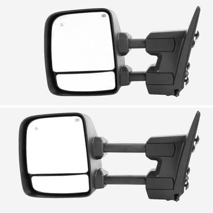 2016-2022 Nissan Titan Power Adjustable, BSM, & Manually Extendable Black Towing Mirrors with Clear Lens LED Turn Signal & Puddle Lights
