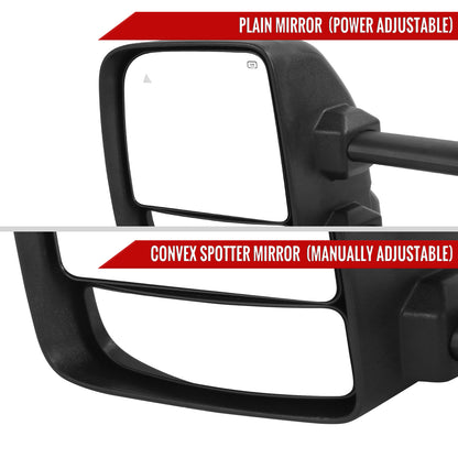 2016-2022 Nissan Titan Power Adjustable, BSM, & Manually Extendable Black Towing Mirrors with Clear Lens LED Turn Signal & Puddle Lights