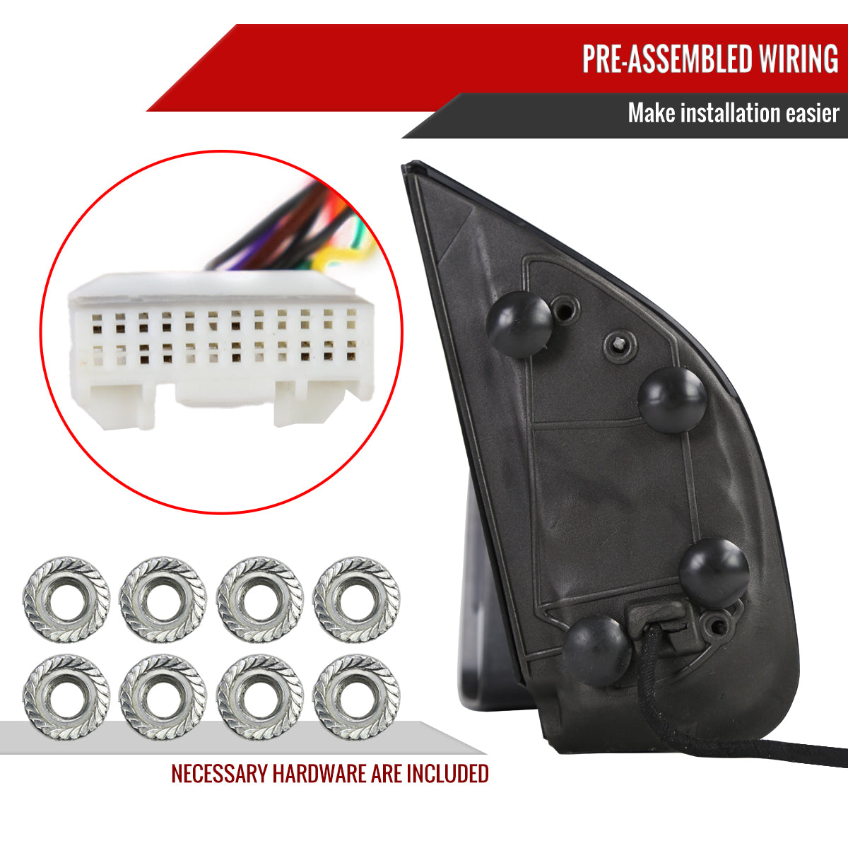 2016-2022 Nissan Titan Power Adjustable, BSM, & Manually Extendable Black Towing Mirrors with Clear Lens LED Turn Signal & Puddle Lights