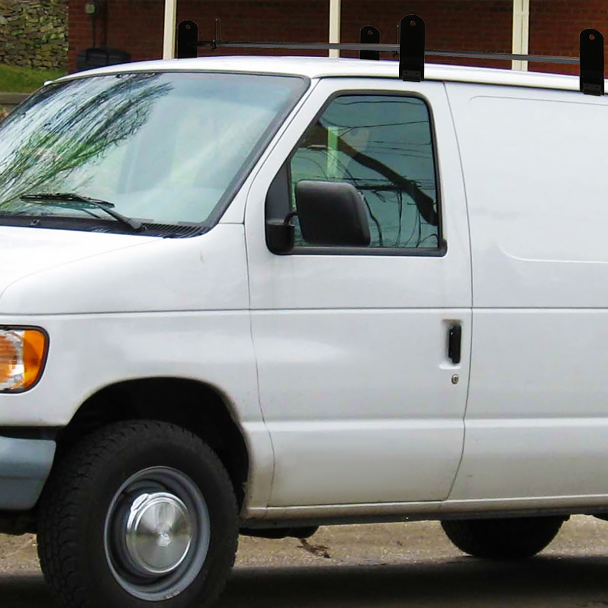 1999-2024 Chevrolet Express/ GMC Savana/ Ford E Series Glossy Black Steel 3-Bar Roof Ladder Racks