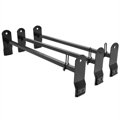 1999-2024 Chevrolet Express/ GMC Savana/ Ford E Series Glossy Black Steel 3-Bar Roof Ladder Racks