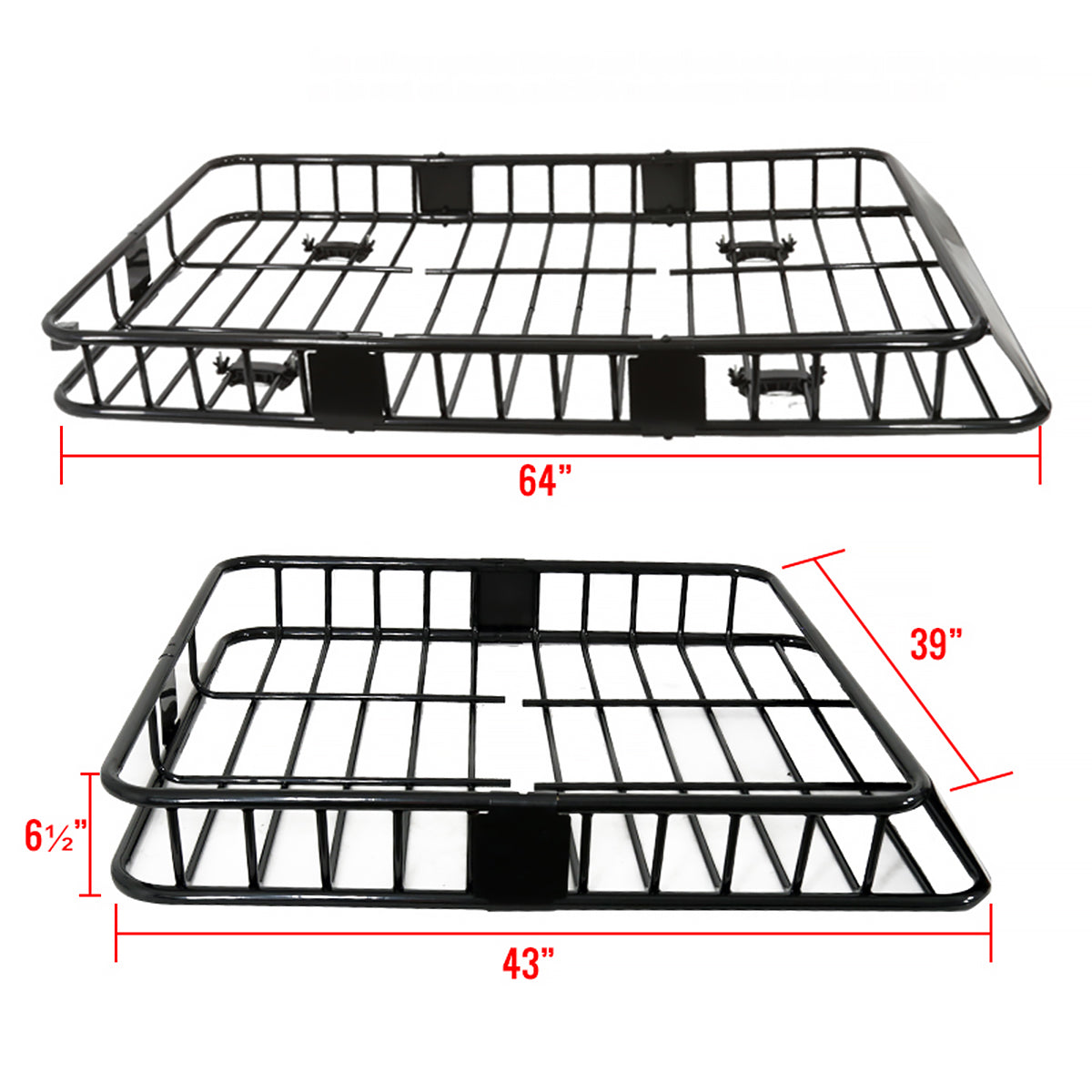 Universal Black Roof Rack Cargo Carrier w/ Extendable Luggage Hold Basket