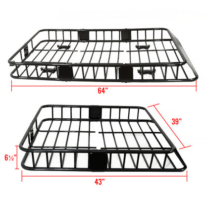 Universal Black Roof Rack Cargo Carrier w/ Extendable Luggage Hold Basket
