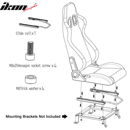 Universal Plaid Racing Seat Dual with Sliders PU Carbon Leather