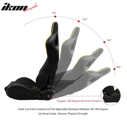 Universal X2 Reclinable Honeycomb Racing Seat + Dual Slider PU Leather