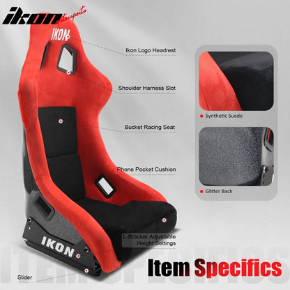 Universal Racing Bucket Seats W/ 4 Point 2" Belt Harness Black