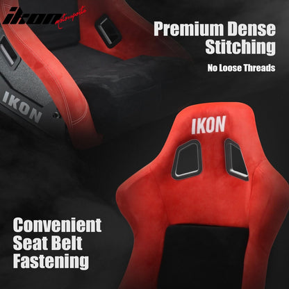 Universal Racing Bucket Seats W/ 4 Point 2" Belt Harness Black