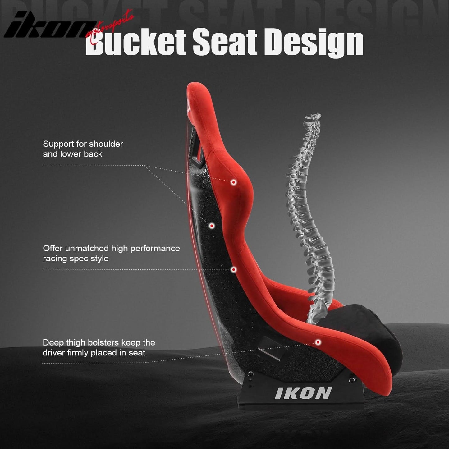 Universal Adjustable Racing Bucket Seats W/4 Point 3" Belt Harness Red