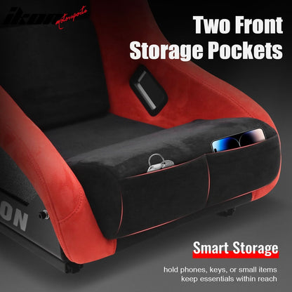 Universal Adjustable Racing Bucket Seats W/4 Point 3" Belt Harness Red
