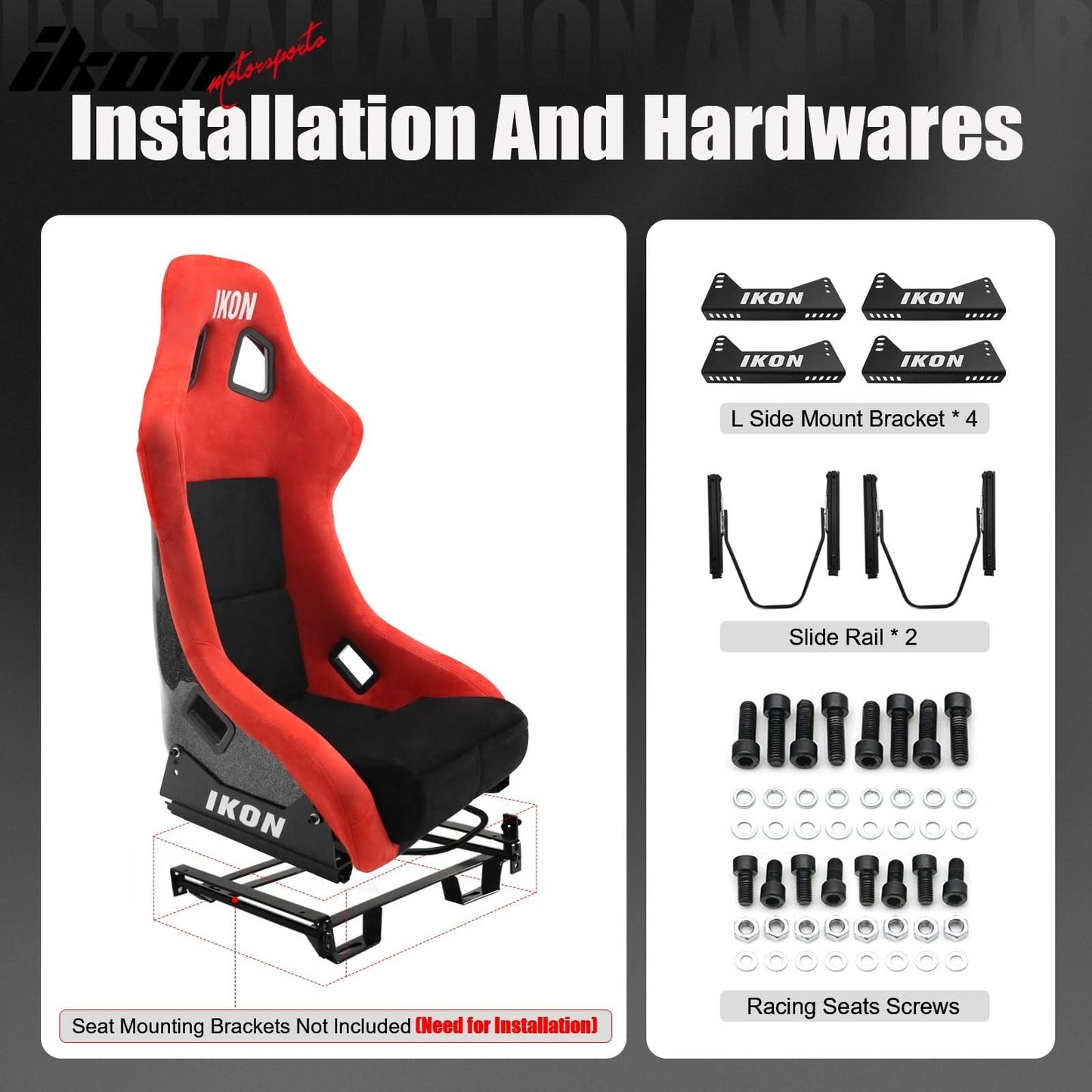 Universal Racing Bucket Seats W/ 4 Point 3" Belt Harness Black