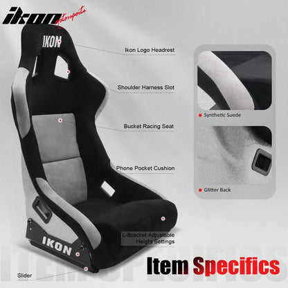 Universal Racing Bucket Seats W/ Slider 4 Point 2" Belt Harness Red