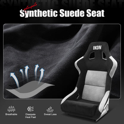 Universal Racing Bucket Seats W/ Slider 4 Point 3" Belt Harness Blue