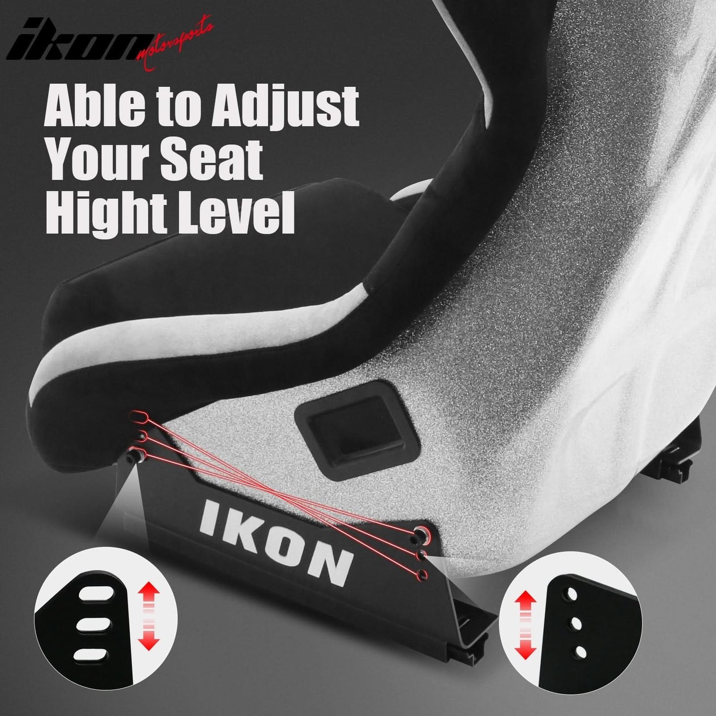 Universal Racing Bucket Seats Slider Suede Left+ Right Silver Black
