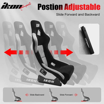 Universal Racing Bucket Seats W/ Slider 4 Point 3" Belt Harness Blue