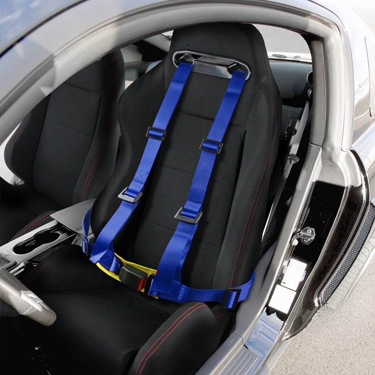 Universal Blue 4 Point Racing Seat Belt Buckle Safety Harness