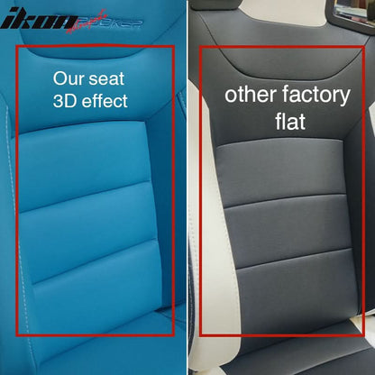 Universal 2x Reclinable Racing Seats Dual Slider Suede PU Carbon Leath