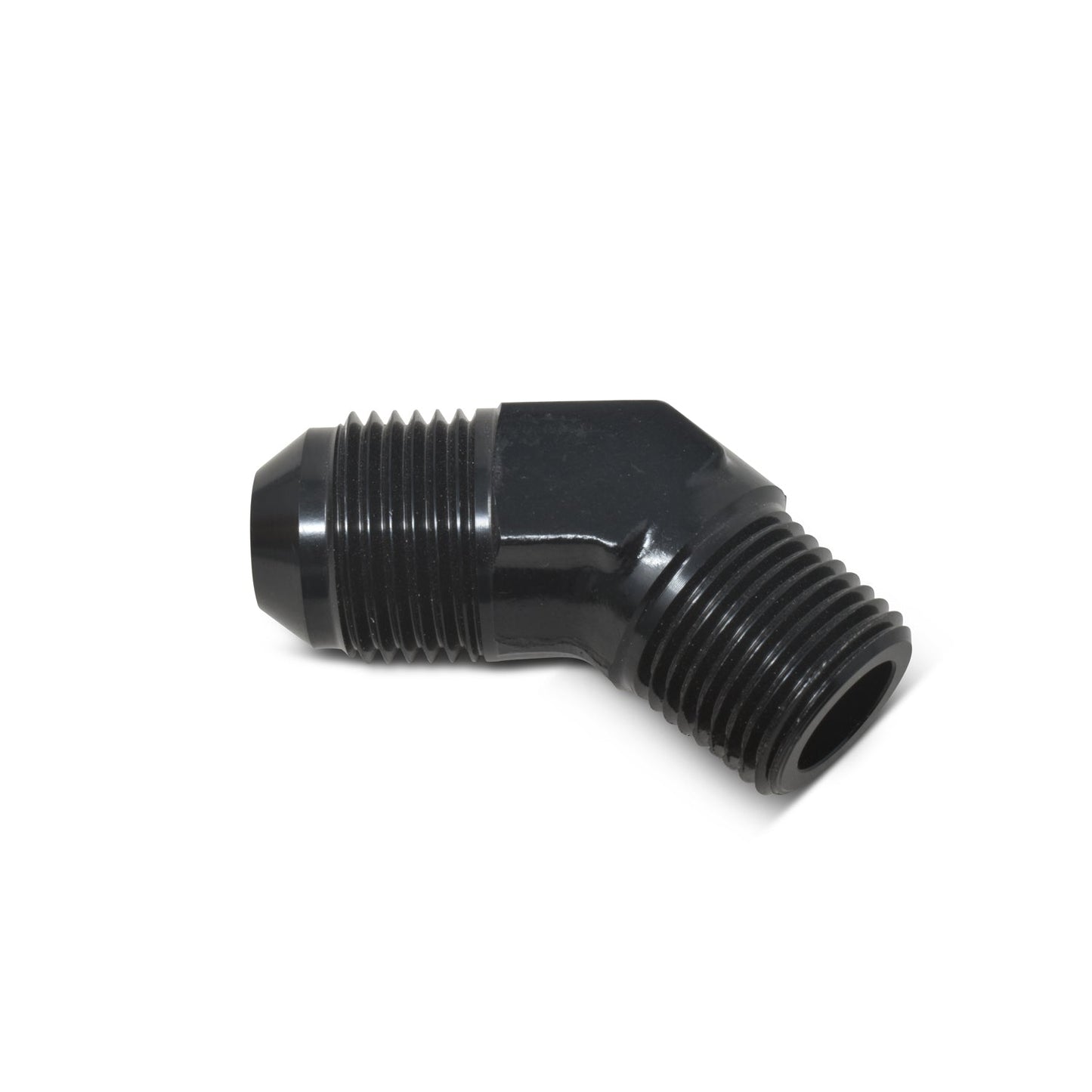 6AN M to 3/8 M Pipe Adpt 45Deg Elbow Black