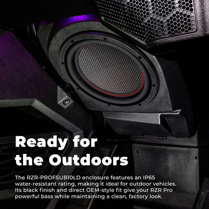 Polaris RZR Pro (2020–2024) Under-Dash 10” Subwoofer Enclosure – Loaded GEN-X10.4DCF | 600W RMS, Dual 4 Ohm | IP65 Water-Resistant