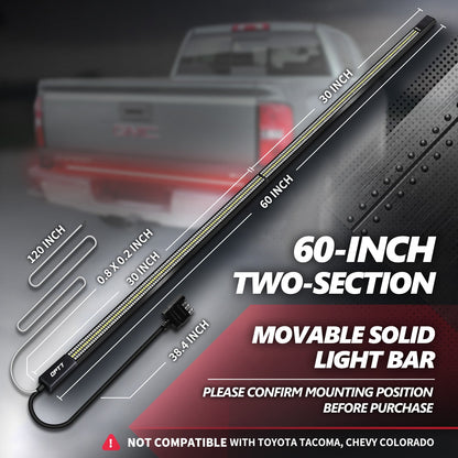 OPT7 Redline Parlux Triple Tailgate Light Bar 60" Bundle with Sidekick Sequential Running Board Light LED Strip Kit