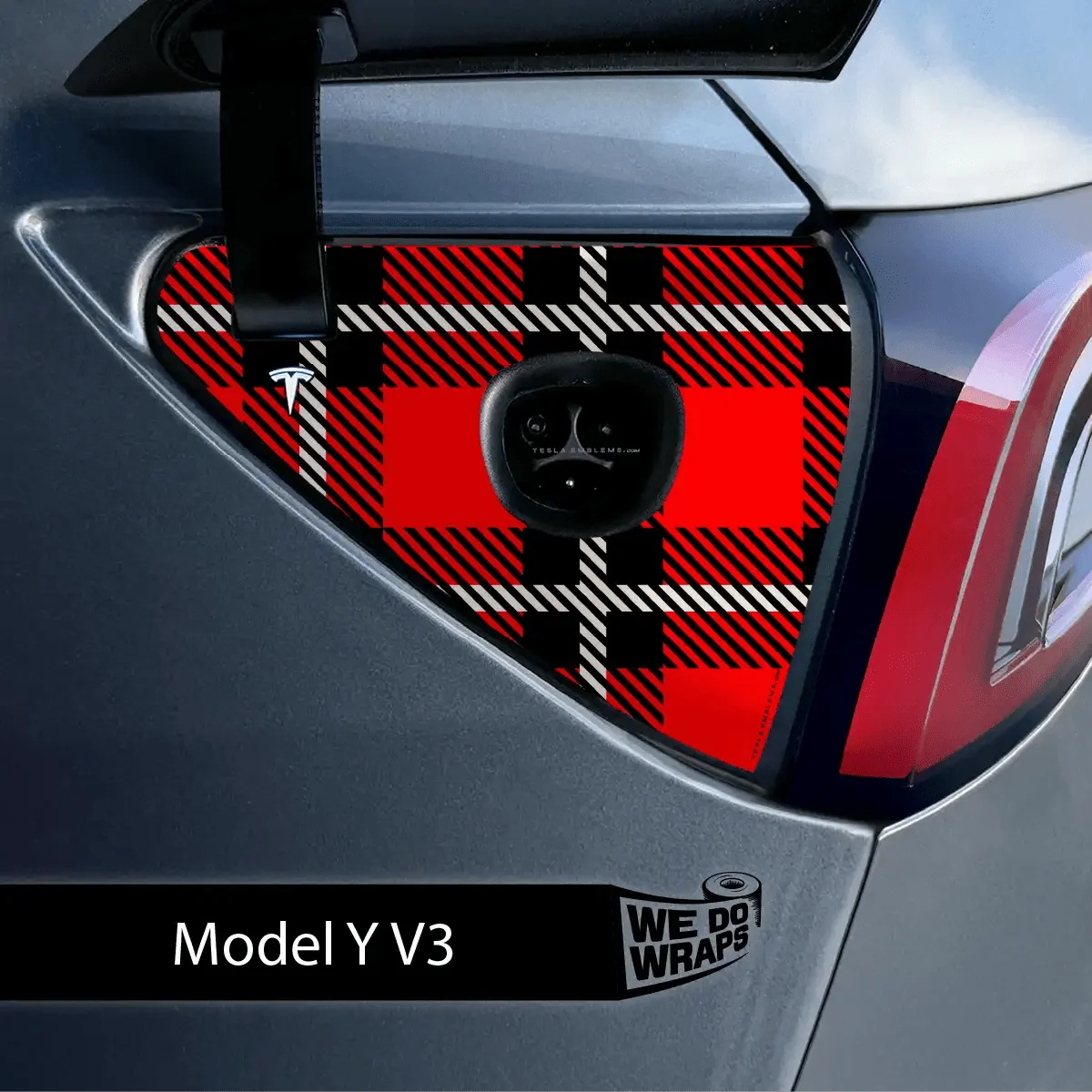 Tartan Plaid Tesla Charge Port Wrap | Model Y