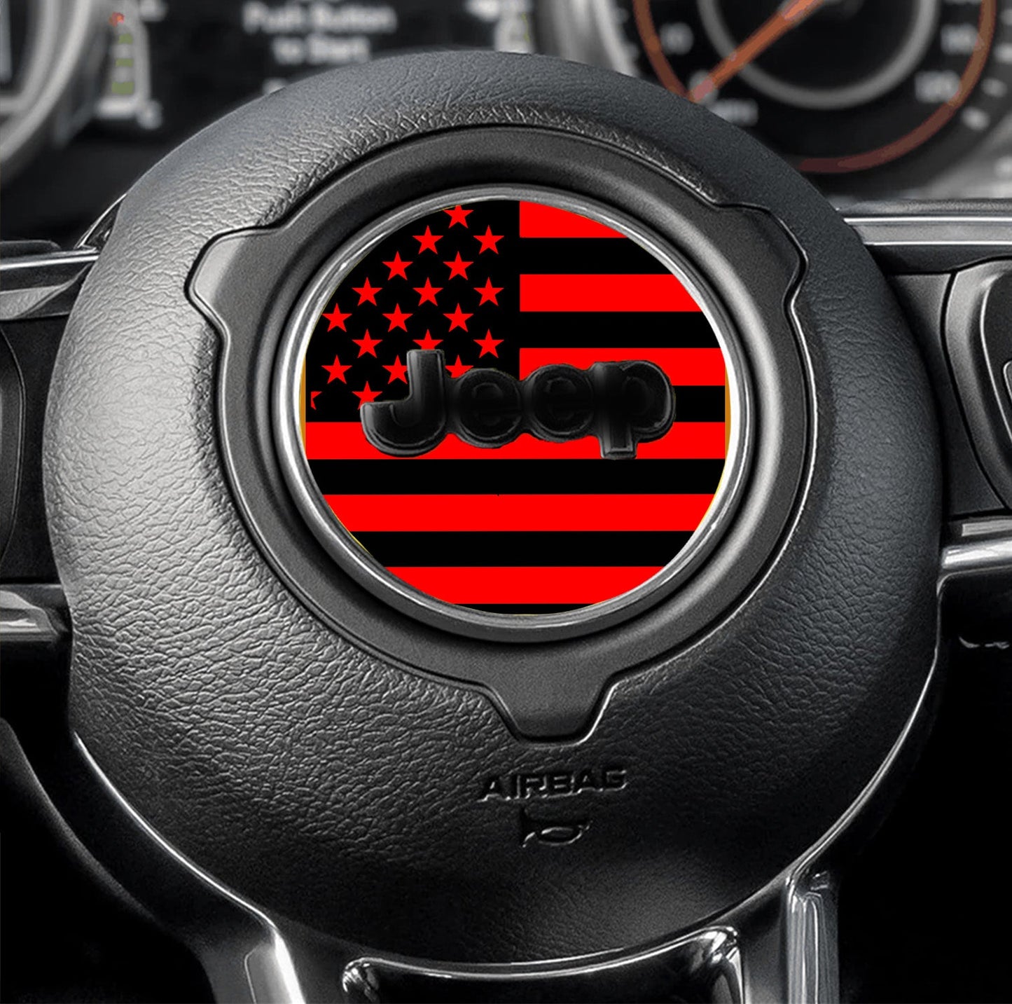 Steering wheel decal red and black flag decal 216