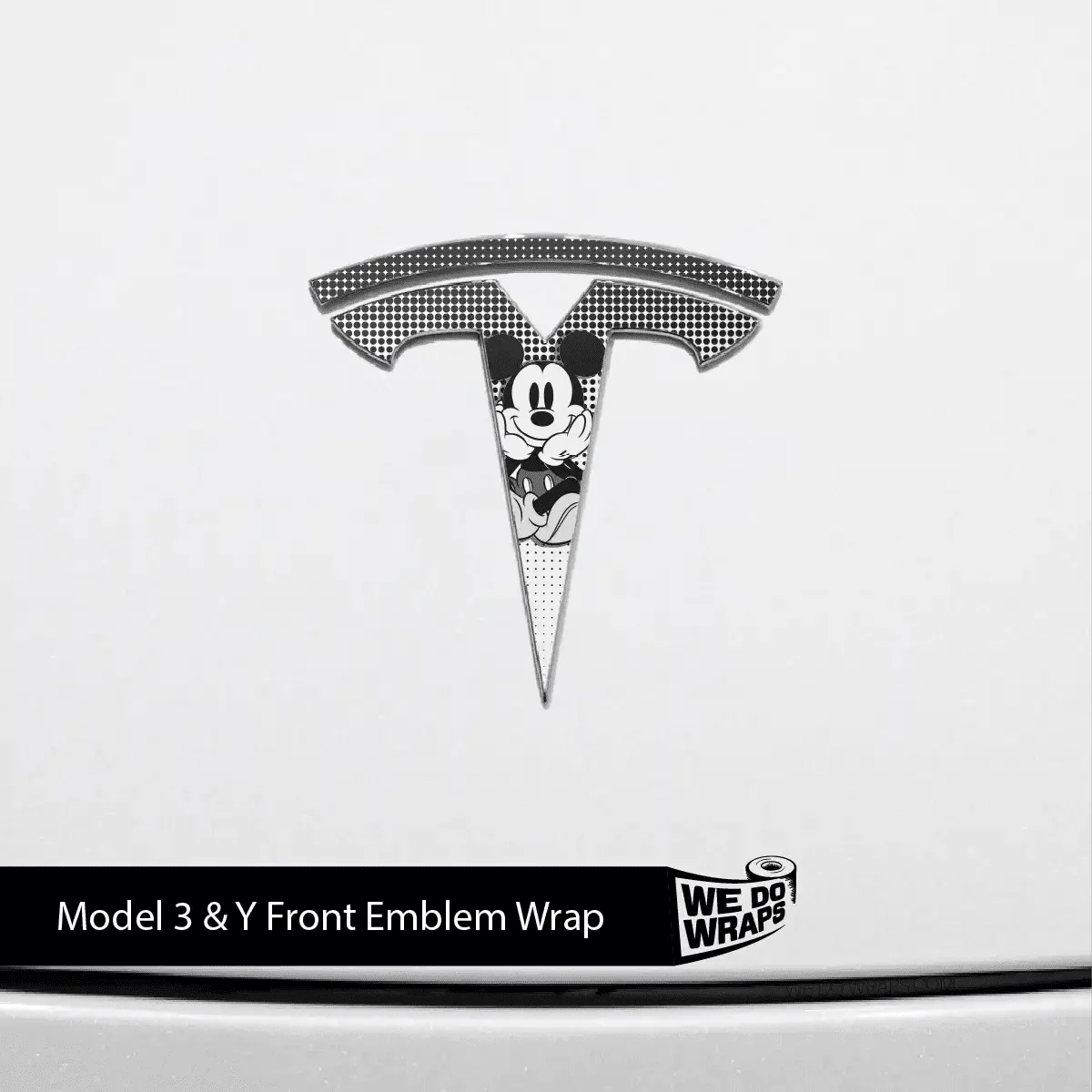 Retro Mouse Tesla Emblem Decals (Front + Back) | Model Y