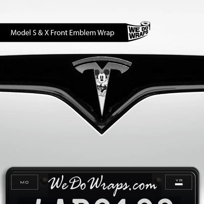 Retro Mouse Tesla Emblem Decals (Front + Back) | Model S