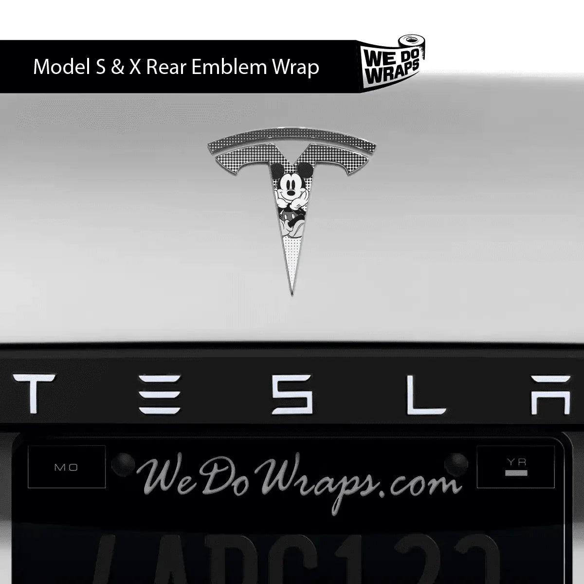 Retro Mouse Tesla Emblem Decals (Front + Back) | Model S