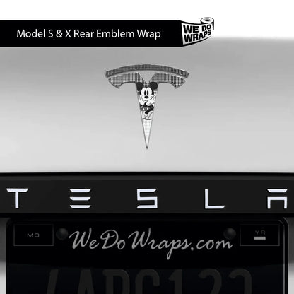 Retro Mouse Tesla Emblem Decals (Front + Back) | Model S