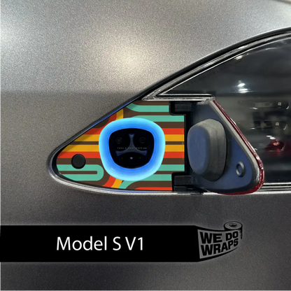 Retro Stripes Tesla Charge Port Wrap | Model S