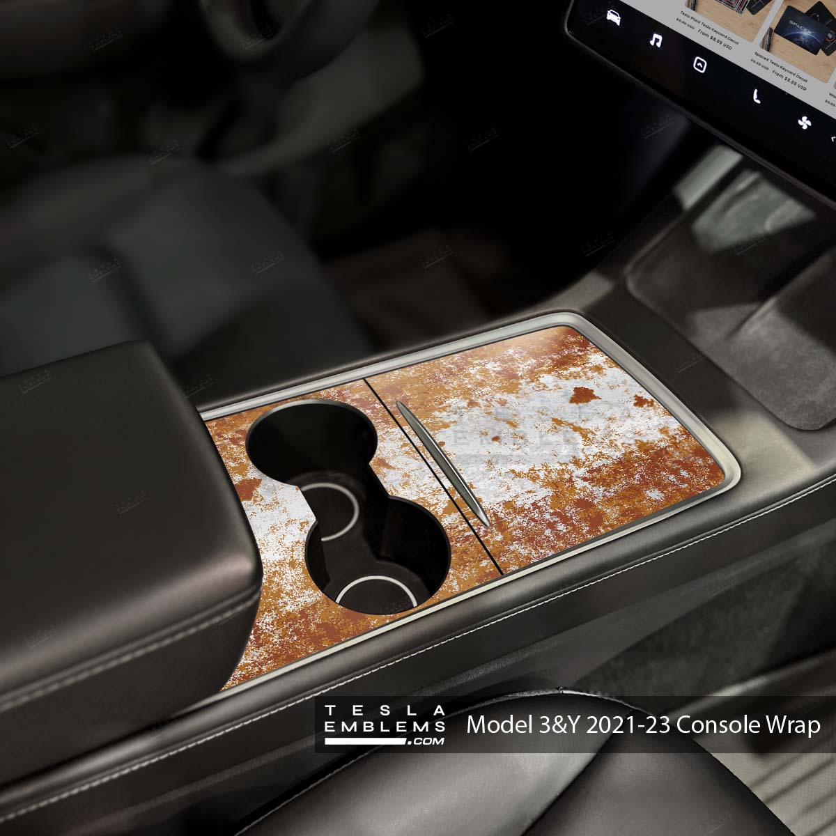 Rust | Tesla Center Console Wrap Kit | Model 3 '21-24