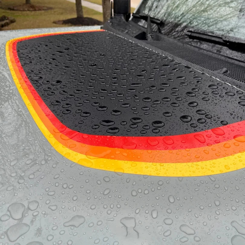 Retro Matte Topo Map & Compass Hood Decal | Off-Road Mountain Blackout Vinyl Wrap Sticker