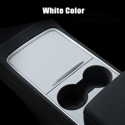 Center Console Panel Sticker for Tesla Model 3 / Model Y (2021–2023) | Wood Grain & Carbon Fiber Film