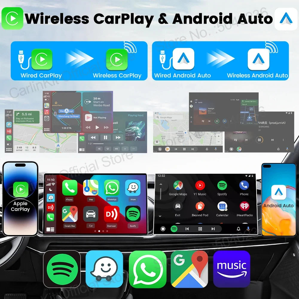 CarlinKit 5.0 Wireless Adapter Mini Ultra | Wireless Android Auto and CarPlay USB Dongle