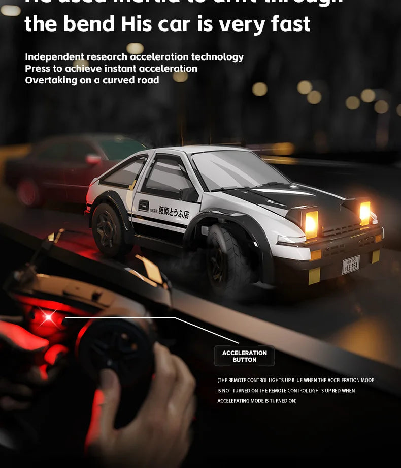 1:64 Mini RC Drift Car 2.4G Remote Control High-Speed Electric Racing Car – Ready-to-Go Desktop Toy with Lights (3.5 Channel)