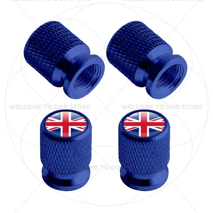 Aluminum Tire Valve Caps Sweden Union Jack Flag 4 Pcs