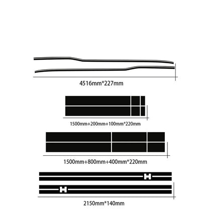 Full-Coverage Racing Stripe Kit | Door Side, Hood, Rear, Waistline & Skirt Vinyl Decal