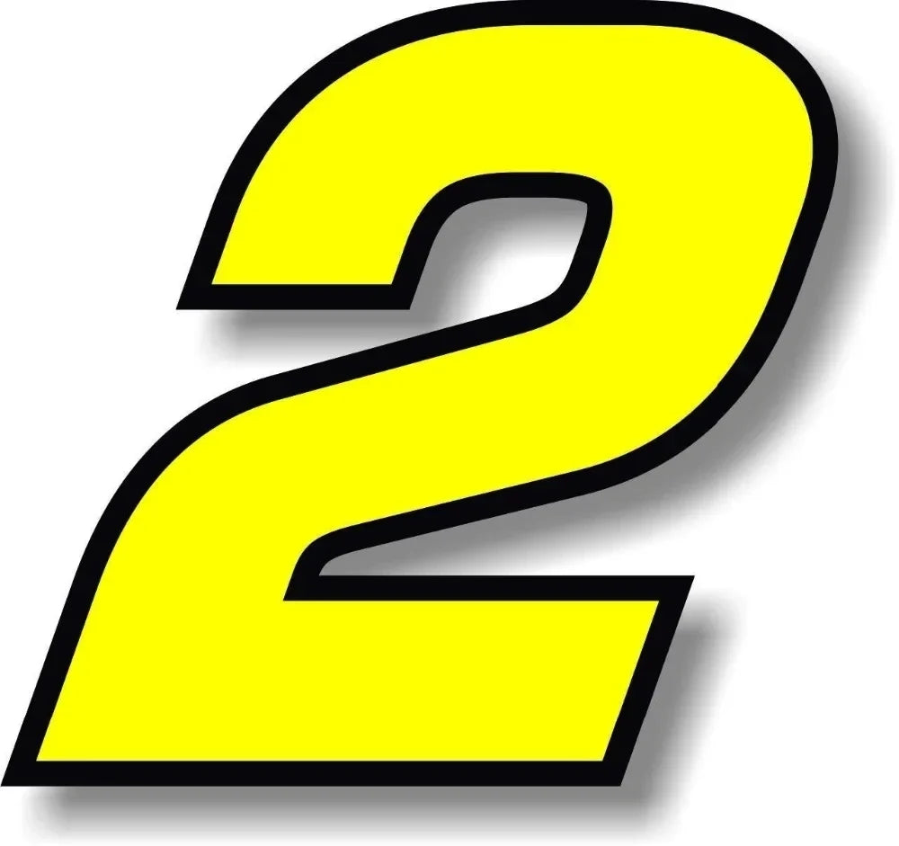 F155 Individual Number Vinyl Sticker – Yellow with Black Border | Digits 0–9 | 2 Sizes | Car, Motorcycle & Helmet