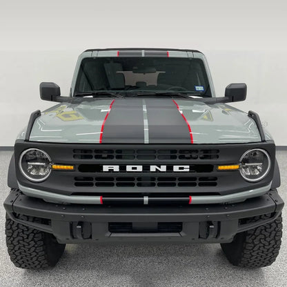 Matte Black Double Stripe Hood Scoop Decal for Ford Bronco (2021–2023) | Personalized Vinyl Overlay