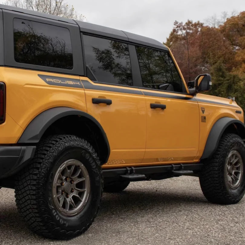 Matte Black Roush-Style Hood & Waistline Stripe Decal for Ford Bronco 4-Door | Precut Vinyl Overlay