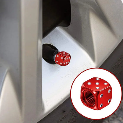 AUTCOAT Aluminum Tire Valve Caps | Dice Wheel Stem Dust Cover for Car Truck Motorcycle Bike
