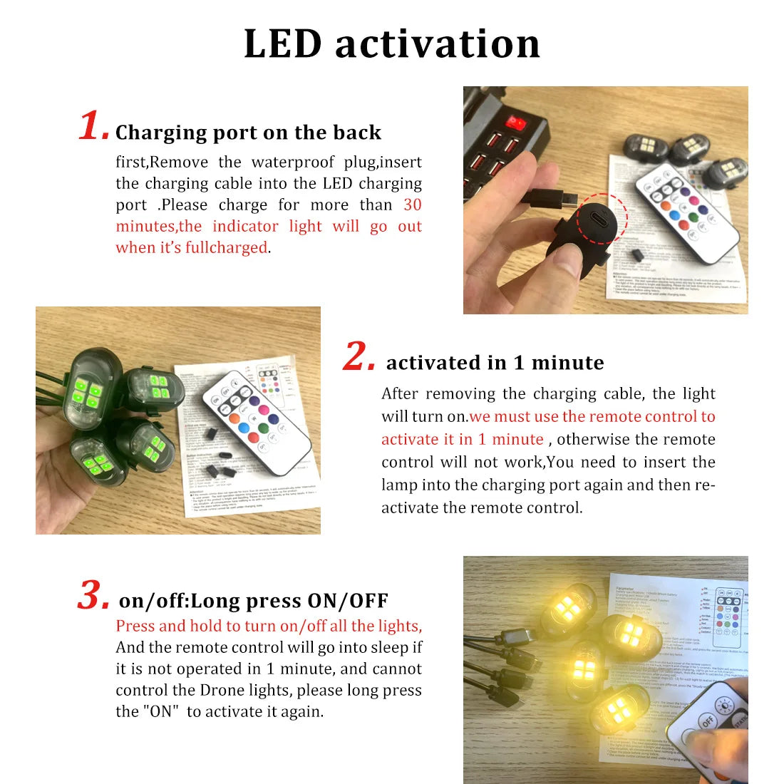 Upgrade RGB Car Atmosphere Lights, Larger Battery & Brighter, Type-C Charging Cable, Wireless Remote Multi-Mode for Car Motorcyc