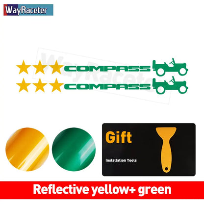 Jeep Compass Willy Edition Star Decal Kit – Reflective Vinyl | Hood, Trunk & Door Pillar (2 Pcs)