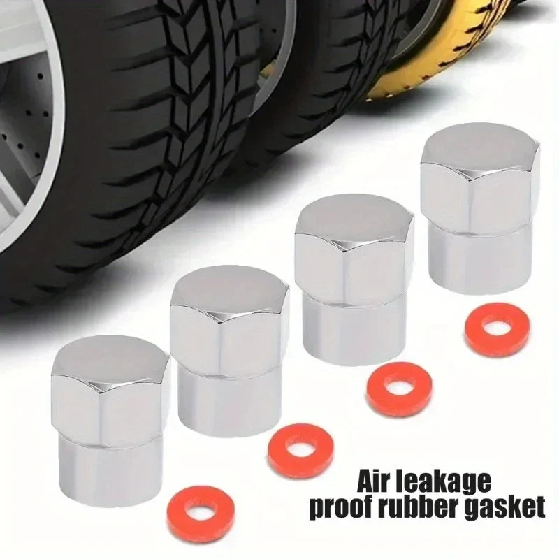 Chrome Tire Valve Caps with O-Ring, 40 Pcs