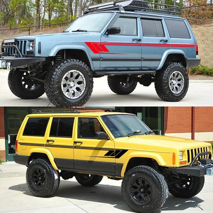 Jeep Cherokee XJ Retro Hockey Stick Racing Side Stripe Decal – Body Door & Side Skirt Vinyl (2 Pcs) | 8 Finishes