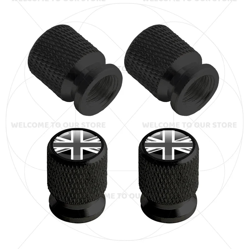 Aluminum Tire Valve Caps Sweden Union Jack Flag 4 Pcs