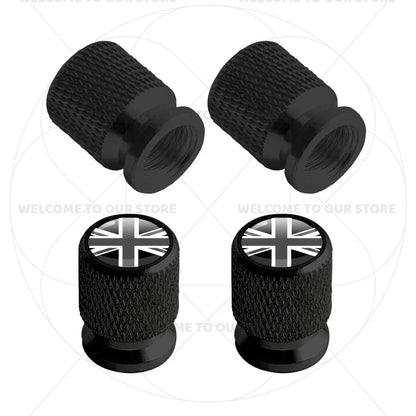 Aluminum Tire Valve Caps Sweden Union Jack Flag 4 Pcs