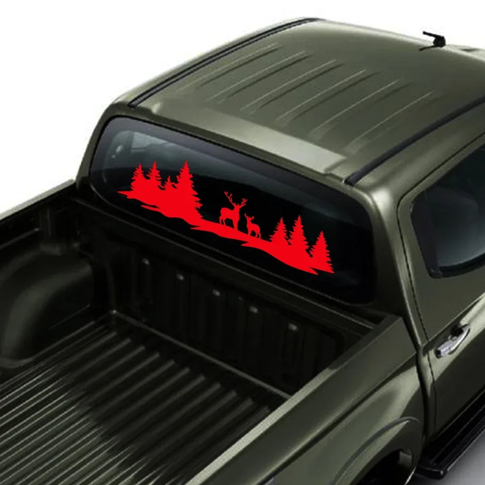 Hunting Deer & Trees Tailgate Decal | 4x4 Off-Road Vinyl Sticker for Pickup Trucks & SUVs