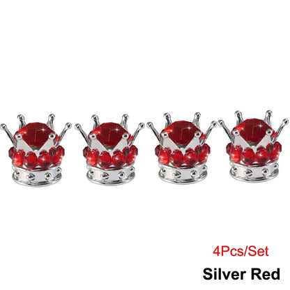 Rhinestone Chrome Crown Tire Valve Stem Caps for Cars, Bikes & Motorcycles