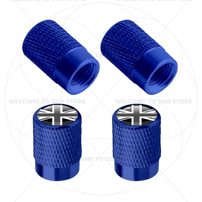 Aluminum Tire Valve Caps Sweden Union Jack Flag 4 Pcs